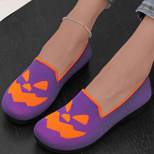 Γυναικεία ελαφριά μοκασίνια για το Halloween με χαριτωμένο σχέδιο κολοκύθας 1