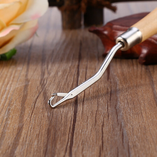 6.3inch Wooden Bent Latch Hook Crochet Needle Hook Tool 2