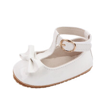 Itsun babywandelschoenen, platte schoenen voor baby meisjes met antislip rubberen zool, prinsessen- en trouwjurkschoenen wit, 9-12 maanden