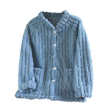 Damen-Flanell-Cardigan, Bademantel, weich, wärmend, Loungewear, Größen M-XL