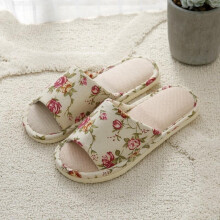 Pantoufles souples pour femmes, bout ouvert, en coton et mousse à mémoire de forme, à enfiler, en lin, pour l'intérieur et l'extérieur.