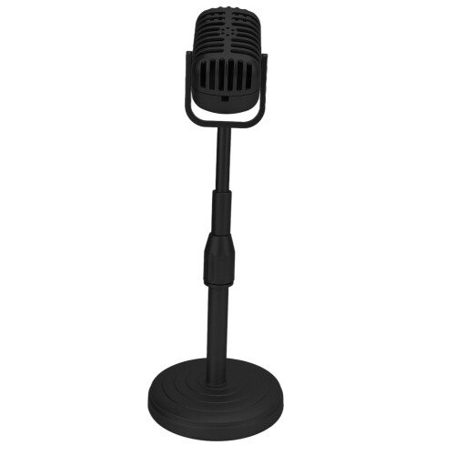 Old Fashioned Microphone Model Stand, Photography Studio Use, Adjustable Height, 4.5" Base, Durable 2
