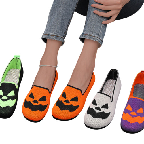 Γυναικεία ελαφριά μοκασίνια για το Halloween με χαριτωμένο σχέδιο κολοκύθας 2