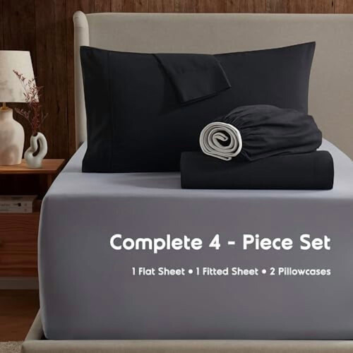 Microfiber Queen Sheet Set 4-Pc Deep Pocket 1
