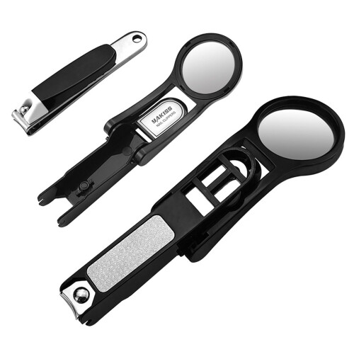 Cortador de unhas em aço inoxidável com lupa e lixa 2