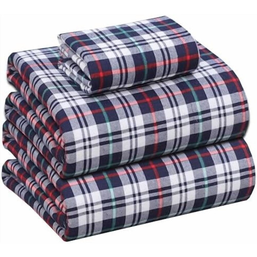 Φανελένια σεντόνια Twin XL – 100% βαμβάκι διπλής πλέξης, με βαθιές τσέπες 16", σετ 3
