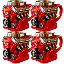 Mug à café V8Engine – Résine rétro 3D et acier inoxydable 304