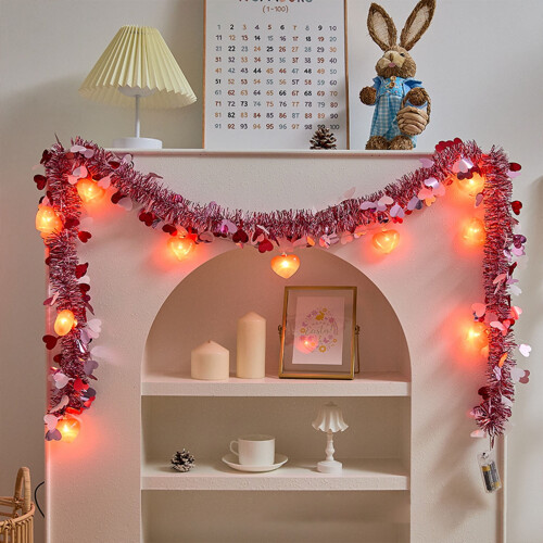 Hjerteformede LED-lyslenker, 200 cm, innendørsdekor