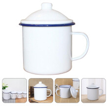Vintage White Enamel Cup Compact Size for Indoor and Outdoor Use Camping Picnic