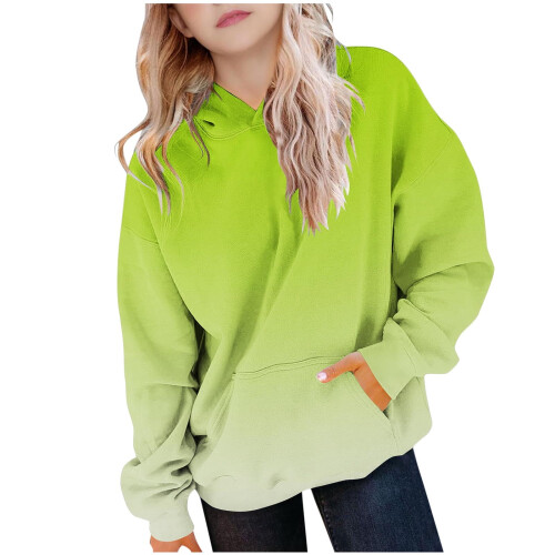 Moletom oversized com capuz para adolescentes, manga longa e estampa degradê. 1