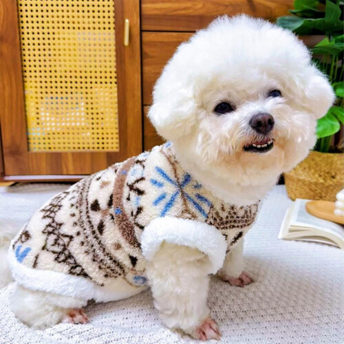 Winterpullover für Hunde – Weiches Fleece, Schneeflockenmuster 2
