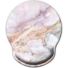 (12-White marble) Blue Marble Ergonomic Mouse Pad with Memory Foam Wrist Rest, Non-Slip Rubber Base, for Home Office & Gaming