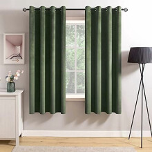 Cortinas de terciopelo verde oliva con ojales, 52 x 96 pulgadas, juego de 2
