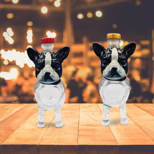 Ensemble de verres à whisky français, gravés en 3D en forme de chien. 2
