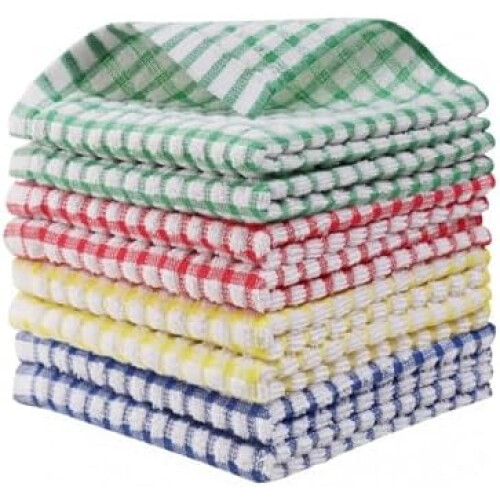 Lot de 8 torchons 100 % coton 12 x 12 pouces