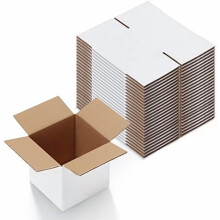 5x5x5 Inches Shipping Boxes Set of 25, White Corrugated Cardboard Box for Mailing Packing Small Business