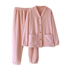 Warmes Flanell-Schlafset für Damen – Langarm-Oberteil mit Knopfleiste und Hose mit Gummibund | Pyjama in Übergrößen M–2XL | Gemütliche