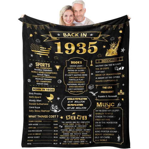 Couverture en flanelle pour 90e anniversaire 152 cm x 127 cm