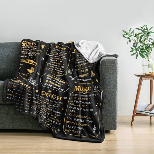 Couverture en flanelle pour 90e anniversaire 152 cm x 127 cm 1