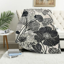 Flowers Black and White Cozy Blanket Soft Warm Throw Blanket for All Seasons - Super Soft Blanket 40x50in