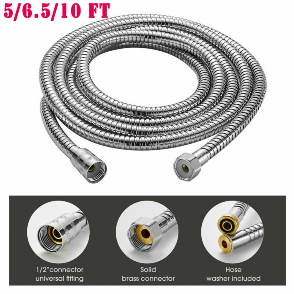 Icerun Stainless Steel 5 Ft 6.5 Ft 10 Ft, 1/2 In Flexible Shower Hose 9149926118640