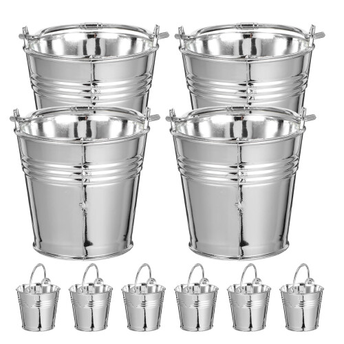 10 Mini Secchielli Modello Argento Secchiello Giocattolo da Giardinaggio Barile Giocattolo per Interni