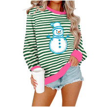 Damen-Sweatshirt mit Weihnachtsprint, langärmeliger Pullover mit überschnittenen Schultern – lässiger Oversize-Schnitt, perfekt für die