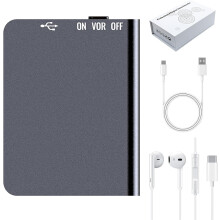 Mini-stemmeoptager med 16 GB, HD-støjreduktion, stemmeaktivering og afspilning – kompatibel med USB-C
