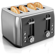 Grille-pain compact 4 tranches avec fentes extra-larges, en acier inoxydable