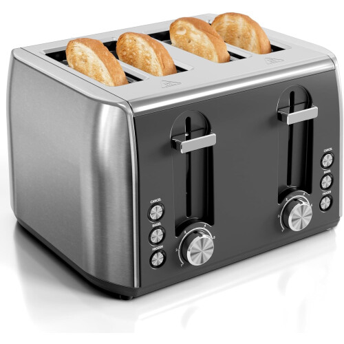 Φρυγανιέρα 4Slice Compact με εξαιρετικά φαρδιές υποδοχές, διπλά ανεξάρτητα