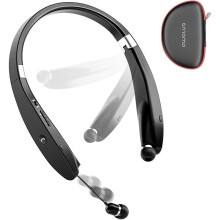 Hopfällbara Bluetooth-hörlurar trådlösa nackbandsheadset med infällbara öronsnäckor, sportiga svetttåliga brusreducerande stereohörlurar med