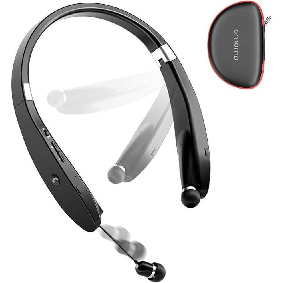 Foldable Bluetooth Headphones Wireless Neckband Headset With Retractable Earbuds, Sports Sweatproof Noise Cancelling Stereo Earphones With Mic 9149926119876