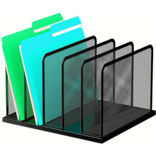 Organizzatore da scrivania verticale in rete, organizer per documenti, portadocumenti per ufficio, casa e aula (bianco, confezione da 2, 5 scomparti)
