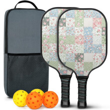 Set di racchette da pickleball in fibra di vetro con decorazioni floreali, 2 palline e borsa – Adatto per giocare sia all'interno che all'esterno.
