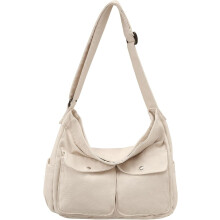 Canvas Messenger Bag Stor Hobo Crossbody-väska för kvinnor och män Canvas Axelväska med flera fickor för arbete