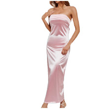 Sommerkleider für Damen, rückenfreie Kleider für Hochzeitsgäste mit schulterfreiem und ärmellosem Design, elegante Sommerkleider aus Satin