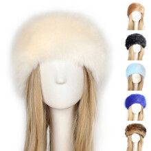 Damen-Stirnband, farblich passend, Kunstfell, dicker Turban, breite Mütze zum Skifahren