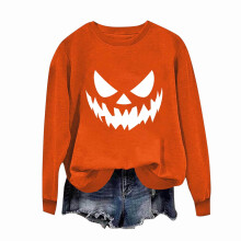 Långärmad Halloween-topp med blinkande spöktryck för kvinnor