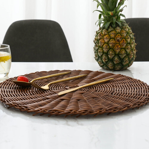 Sets de table ronds imitation rotin, lot de 8 1