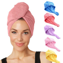 Microfiber Hair Towel Wrap Hair Drying Towels Super Quick Dry Hair Turban Absorbent Fast Dry Hair Hat with Button