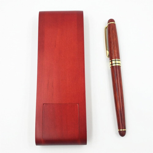 Caneta retrô de madeira, 1 conjunto, 5,7 x 0,5 polegadas, estojo de 6,3 x 2,1 x 0,9 polegadas. 1