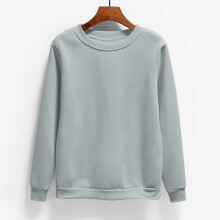 Sweat-shirt pour femme, manches longues, col rond, léger, couleur unie, haut décontracté