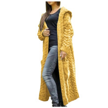 3x Pullover für Damen in Übergröße, einfarbiger Winterpullover, lang, gestrickt, mit Taschen, locker, Damen-Cardigan mit Kapuze