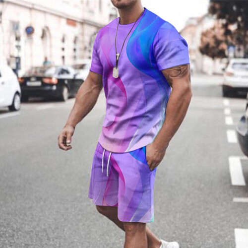 Φόρμες για άνδρες Σετ Joggers Casual T-shirt Καλοκαιρινό Αθλητικό Στρογγυλή Λαιμόκοψη 1