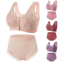 Sutiãs sem aro para mulheres, sutiãs femininos, conjunto de sutiã sem aro macio com fecho frontal em algodão plus size para uso diário, rosa.
