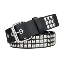 Cinto Y2K preto com tachas, estilo punk rock, com ilhós e pirâmide de metal brilhante, para homens e mulheres.