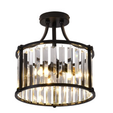 Lustre Loyalheartdy 12,6" en cristal, rond, en métal noir, suspension de plafond 40W E12 pour cuisine