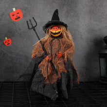 Ozdoba na choinkę z okazji Halloween – Czarownica w sukience z pajęczą siecią, kapeluszem i miotłą – idealna do dekoracji domu