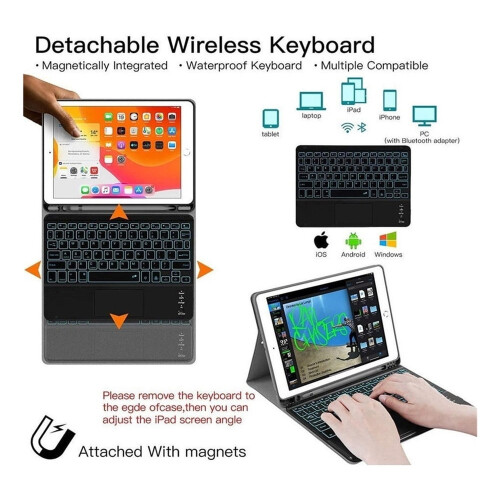 Capa compatível com iPad Pro 12.9 com touchpad e teclado (segunda/primeira geração). 2