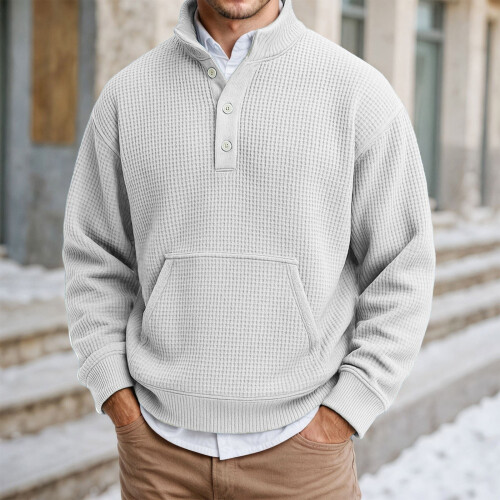 Herren-Cord-Sweatshirt, langärmelig, einfarbig, lässig 1